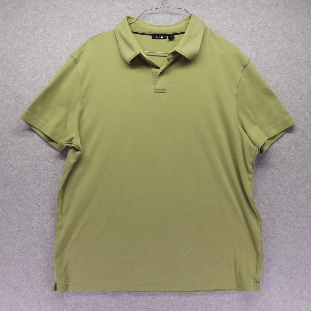 Apt 9 Polo‎ Shirt Mens Large Casual Golf Knit Cotton Green Short Sleeve